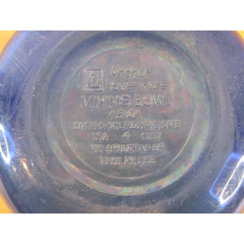 Vintage Set of 3 Anchor Hocking Ovenware Glassware Mixing Bowl Cobalt Blue